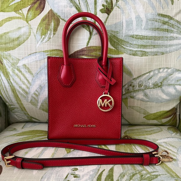 EUC MK Red Leather Mini Crossbody Bag - Picture 3 of 16